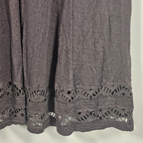 Free People Womens Dress Sz M Dark Brown To the Point Fit and Flare Lace Boho - Picture 4 of 7